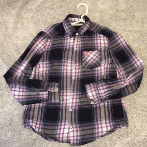 Abercrombie Kids blue and pink flannel